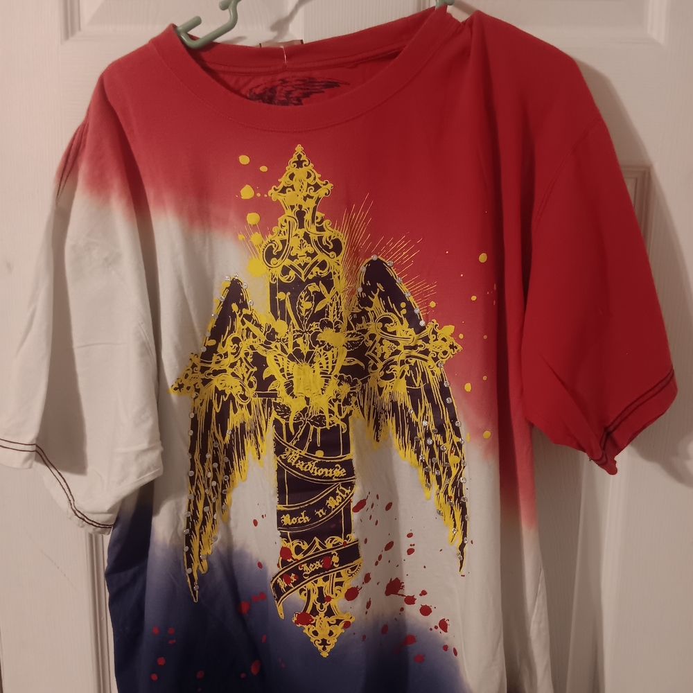 Pepe Jeans London Graphic T-shirt Red White And Blue Ombre Streetwear Tee (77)